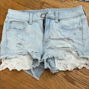 American eagle light blue jean shorts